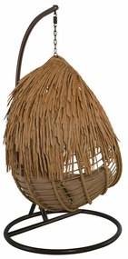 Κρεμαστή πολυθρόνα Mesa A104, 197x105cm, 30 kg, Καφέ, Beige, Ραττάν, Ταπισερί, Ξύλο, Μαξιλάρι καθίσματος: Ναι | Epipla1.gr