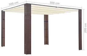 Κιόσκι με Οροφή Καφέ/Κρεμ 300x300x200 εκ. από Συνθετικό Ρατάν - Καφέ