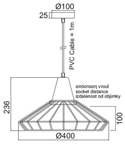 ΜΕΤΑΛΛΙΚΗ ΚΑΜΠΑΝΑ 1ΧΕ27 ΜΑΥΡΗ ΜΕ ΞΥΛΟ Φ40χΗ24cm KENNEDY - Μέταλλο - KS174940BK