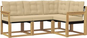 vidaXL Σειρά Καναπέ Εξωτερικού με μαξιλάρι 4 pcs Λευκό και Μπεζ