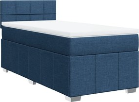 vidaXL Κρεβάτι Boxspring με Στρώμα Μπλε 90x200 εκ.Υφασμάτινο