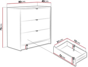 Συρταριέρα Tireno 3SZ-Leuko