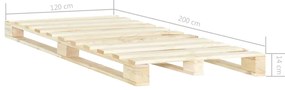 vidaXL Πλαίσιο Κρεβατιού 120 x 200 εκ. Παλέτες από Μασίφ Ξύλο Πεύκου