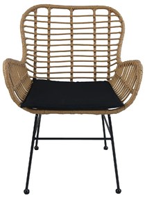 ΚΑΡΕΚΛΑ ΚΗΠΟΥ ARTELIBRE ABUDIUS ΦΥΣΙΚΟ/ΜΑΥΡΟ ΜΕΤΑΛΛΟ/RATTAN 60X60X85CM