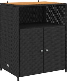 vidaXL Ντουλαπιού Μαύρο 70 x 50 x 87 εκ Πολυεστέρας και Ρόλυ Ράττεν