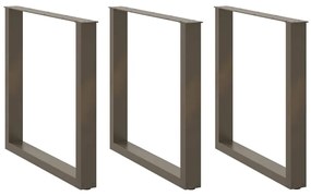 Πόδια Τραπεζαρίας σε Σχήμα U 3 τεμ. από Φυσικό Ατσάλι 90x(72-73) εκ. Ατσάλι