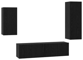 vidaXL Σετ επίπλου τηλεόρασης 4 pcs Μαύρη Οξυά Επεξεργασμένο ξύλο