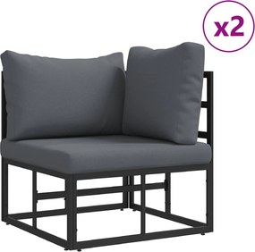 vidaXL Σετ Καναπέ Κήπου με μαξιλάρι 7 pcs Μαύρο Αλουμίνιο