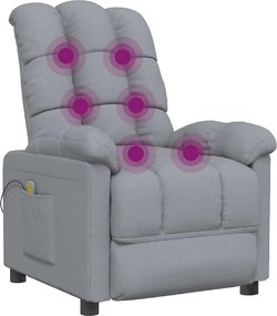 vidaXL Πολυθρόνα Μασάζ Ανοιχτό Γκρι Υφασμάτινη