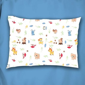 Μαξιλαροθήκη Παιδική Forest Animals 570 White-Sky Blue DimCol 50Χ70 50x70cm 100% Βαμβάκι