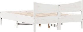 vidaXL Σκελετός Κρεβ. Χωρίς Στρώμα Λευκό 140x190 εκ Μασίφ Πεύκο