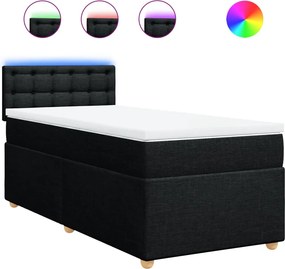 vidaXL Κρεβάτι Boxspring με Στρώμα Μαύρο 90x200 εκ. Υφασμάτινο