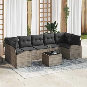 vidaXL Σετ Καναπέ Κήπου 8 pcs Γκρι 55 x 55 x 37 εκ συνθετικό ρατάν