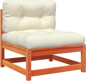 vidaXL Καναπέδες Κήπου Χωρίς Μπράτσα 2 τεμ. Καφέ Μασίφ Πεύκο+Μαξιλάρια