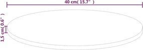 vidaXL Επιφάνεια Τραπεζιού Στρογγυλή Ø40x1,5 εκ. Μασίφ Ξύλο Δρυς