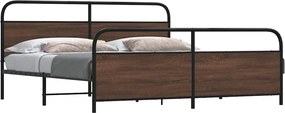 vidaXL Σκελετός Κρεβ. Χωρίς Στρώμα Καφέ Δρυς 193x203 εκ. Μεταλλικό