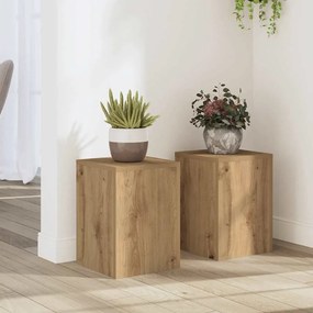 vidaXL Βάσεις Φυτών 2 τεμ. Αρτισιανή Δρυς 25x25x35 εκ. Επεξ. Ξύλο