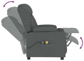 vidaXL Πολυθρόνα Μασάζ Ηλεκτρική Σκούρο Γκρι Υφασμάτινη