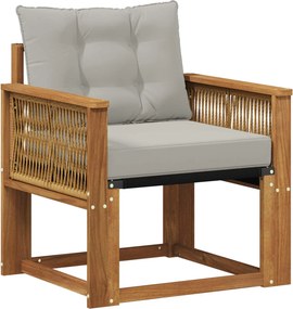 vidaXL Outdoor Middle Sofa Στερεό ξύλο ακακίας και Textilene