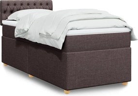 vidaXL Κρεβάτι Boxspring με Στρώμα Σκούρο Καφέ 90x190 εκ. Υφασμάτινο