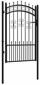 vidaXL Πόρτα Περίφραξης Kampen με Κορυφή Δόρυ Μαύρη 103x150 εκ. Ατσάλινη