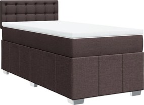 vidaXL Κρεβάτι Boxspring με Στρώμα Σκούρο Καφέ 100x200 εκ. Υφασμάτινο