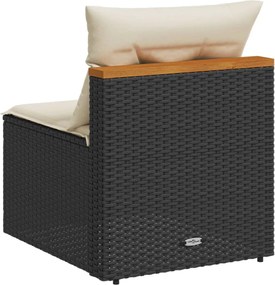 vidaXL Καναπέδες Κήπου Χωρίς Μπράτσα 2 τεμ. Μαύρο Συνθ. Ρατάν &amp; Μαξιλ.