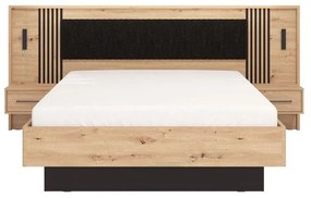 Κρεβάτι ASCALON 180 PLUS Υπέρδιπλο με 2 Κομοδίνα Artisan - Μαύρο 180x200εκ. 288x209x115 εκ.
