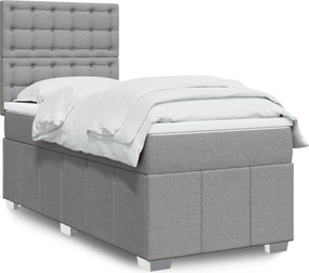 vidaXL Κρεβάτι Boxspring με Στρώμα Ανοιχτό Γκρι 80x200 εκ. Υφασμάτινο
