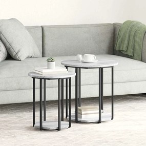 vidaXL Σετ βοηθητικά τραπεζάκια με ράφι 2 pcs Γκρι σονόμα και Μαύρο