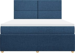 vidaXL Κρεβάτι Boxspring με Στρώμα Μπλε 180x200 εκ. Υφασμάτινο