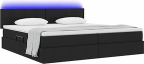 vidaXL LED Κρεβάτι αποθήκευσης με στρώμα Μαύρο 200 x 200 cm Ύφασμα