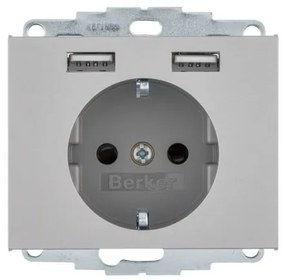 Πρίζα Σούκο με 2xUSB INOX Berker K.5 48037004 Hager-48037004-Inox 48037004