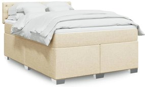 vidaXL Κρεβάτι Boxspring με Στρώμα Κρεμ 140x190 εκ. Υφασμάτινο
