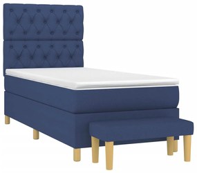 vidaXL Κρεβάτι Boxspring με Στρώμα Μπλε 80x200 εκ. Υφασμάτινο