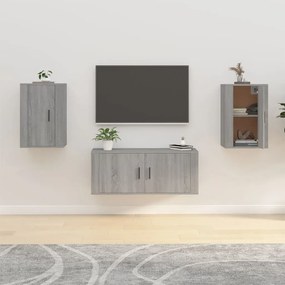 Έπιπλα Τηλεόρασης Επιτοίχια 2 τεμ. Γκρι Sonoma 40x34,5x60 εκ.