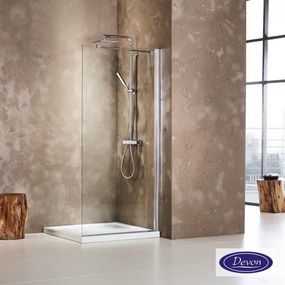 Devon Iwis Walk-In Διαχωριστικό Κρύσταλλο Ντουζιέρας 57-59εκ Υ185εκ με μπράτσο στήριξης 100εκ Chrome &amp; 1Προφίλ προ/σης x10εκ