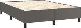 vidaXL Κρεβάτι Boxspring με Στρώμα &amp; LED Γκρι 140x200 εκ. Συνθ. Δέρμα