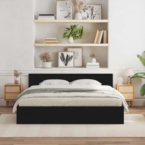 vidaXL Κρεβάτι με Κεφαλάρι Μαύρη Δρυς 180 x 200 cm Επεξεργασμένο ξύλο