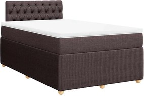 vidaXL Κρεβάτι Boxspring με Στρώμα Σκούρο Καφέ 120x190 εκ Υφασμάτινο
