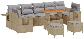 vidaXL Σετ Καναπέ Κήπου 10 pcs Μπεζ συνθετικό ρατάν
