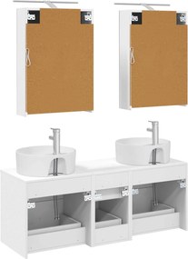 vidaXL Σετ Επίπλων Μπάνιου 5 pcs Λευκό Επεξεργασμένο Ξύλο και Γυαλί
