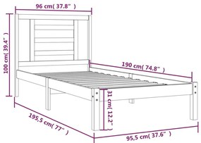 Σκελετός Κρεβ. Χωρίς Στρώμα Λευκό 90x190 εκ Μασίφ Πεύκο - Λευκό