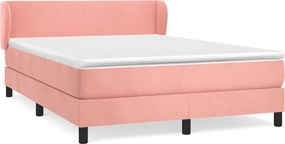 vidaXL Κρεβάτι Boxspring με Στρώμα Ροζ 140x200 εκ. Βελούδινο