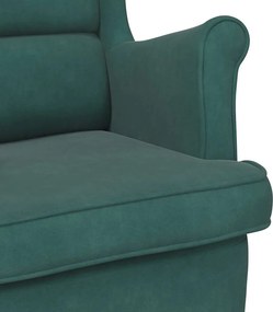 vidaXL Κουνιστή Πολυθρόνα με Πλάτη και Σκούρο Πράσινο Βελούδο