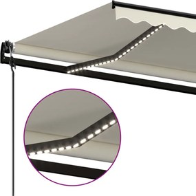 vidaXL Αναδιπλούμενη τέντα Κρεμ 450 x 300 εκ Πολυεστέρας