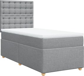 vidaXL Κρεβάτι Boxspring με Στρώμα Ανοιχτό Γκρι 100x200 εκ. Υφασμάτινο
