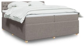 Κρεβάτι Boxspring με Στρώμα Taupe 200x200 εκ. Υφασμάτινο - Μπεζ-Γκρι