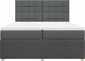 vidaXL Κρεβάτι Boxspring με Στρώμα Σκούρο Γκρι 200x200 εκ. Υφασμάτινο