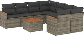 vidaXL Patio Sofa Set 9-θέσια Grey
